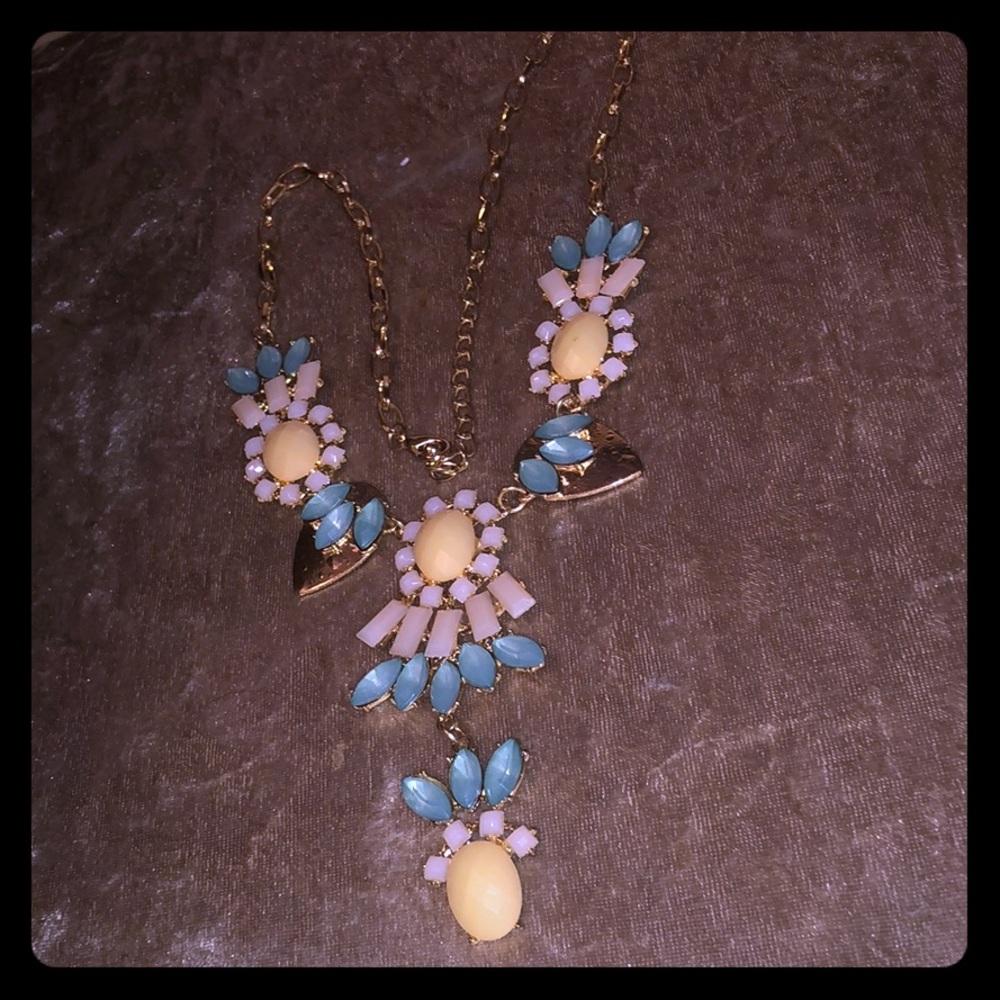 New Gold tone necklace with pastel colored stones